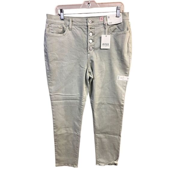 a.n.a. High Rise Ankle Skinny Stretch Pants Desert Sage Sz 14 NWT - Picture 1 of 7